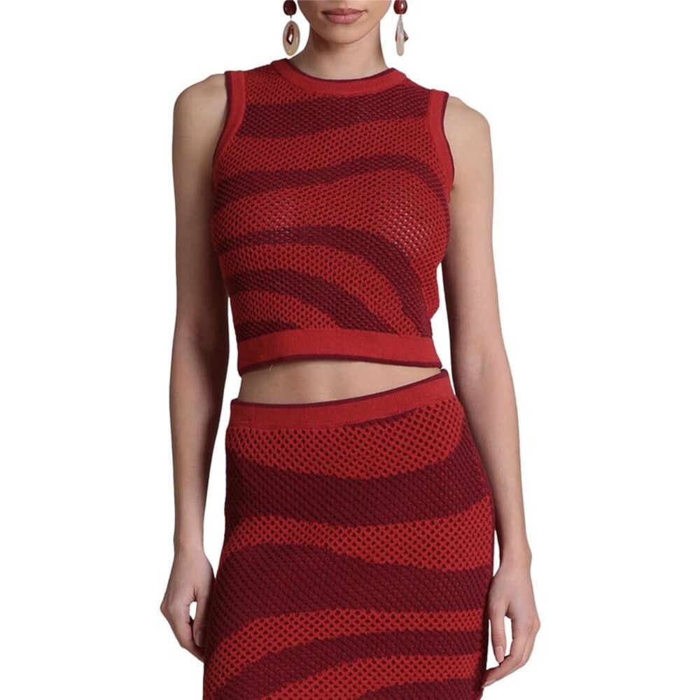 Avec Les Filles Womens Sweater Tank, Red